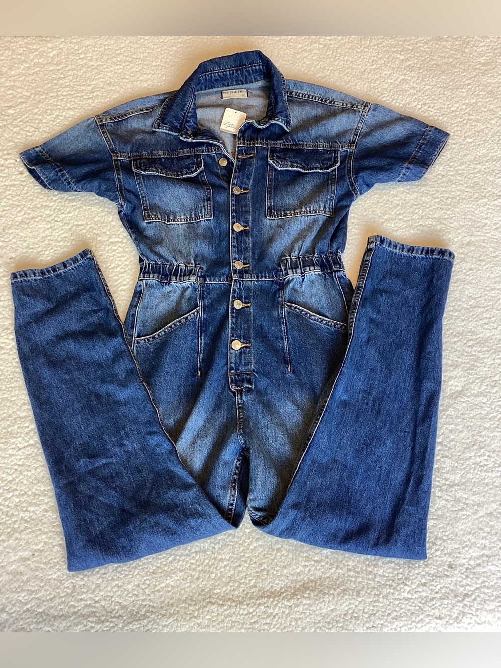NWT Free People We The Free Denim Jumpsuit Utility Western Boho Small